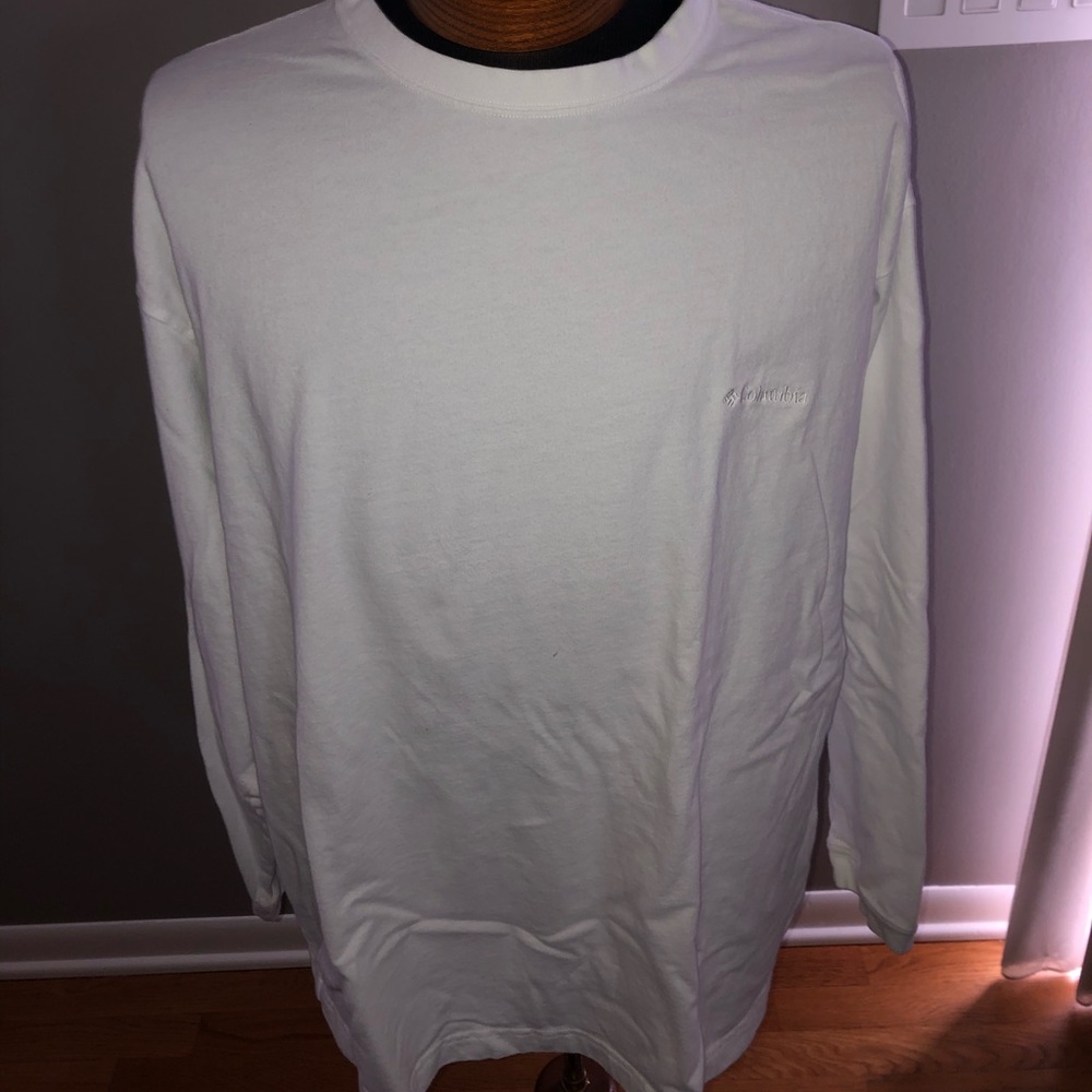 NWOT mens Columbia white cotton long sleeve shirt